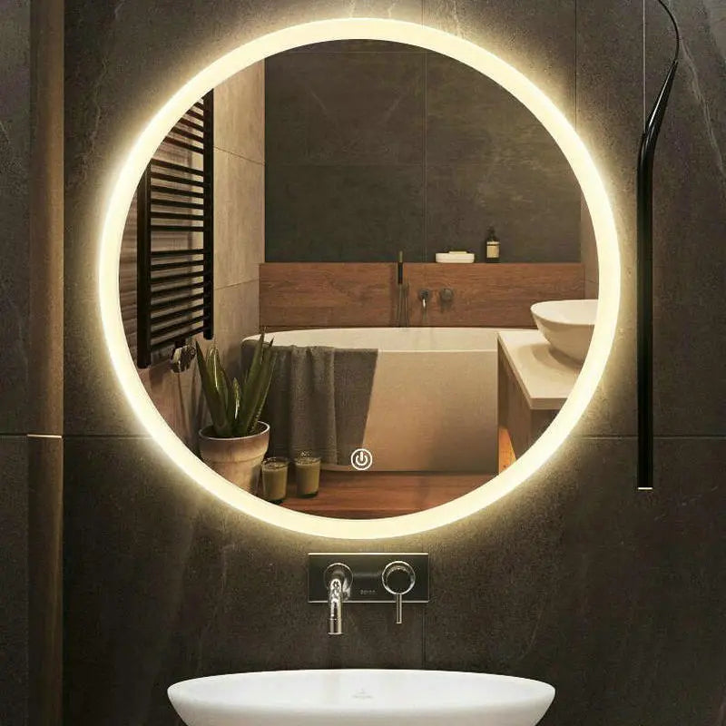 High-Quality LED Round Bathroom Mirror - Frameless, Anti-Fog, Demist