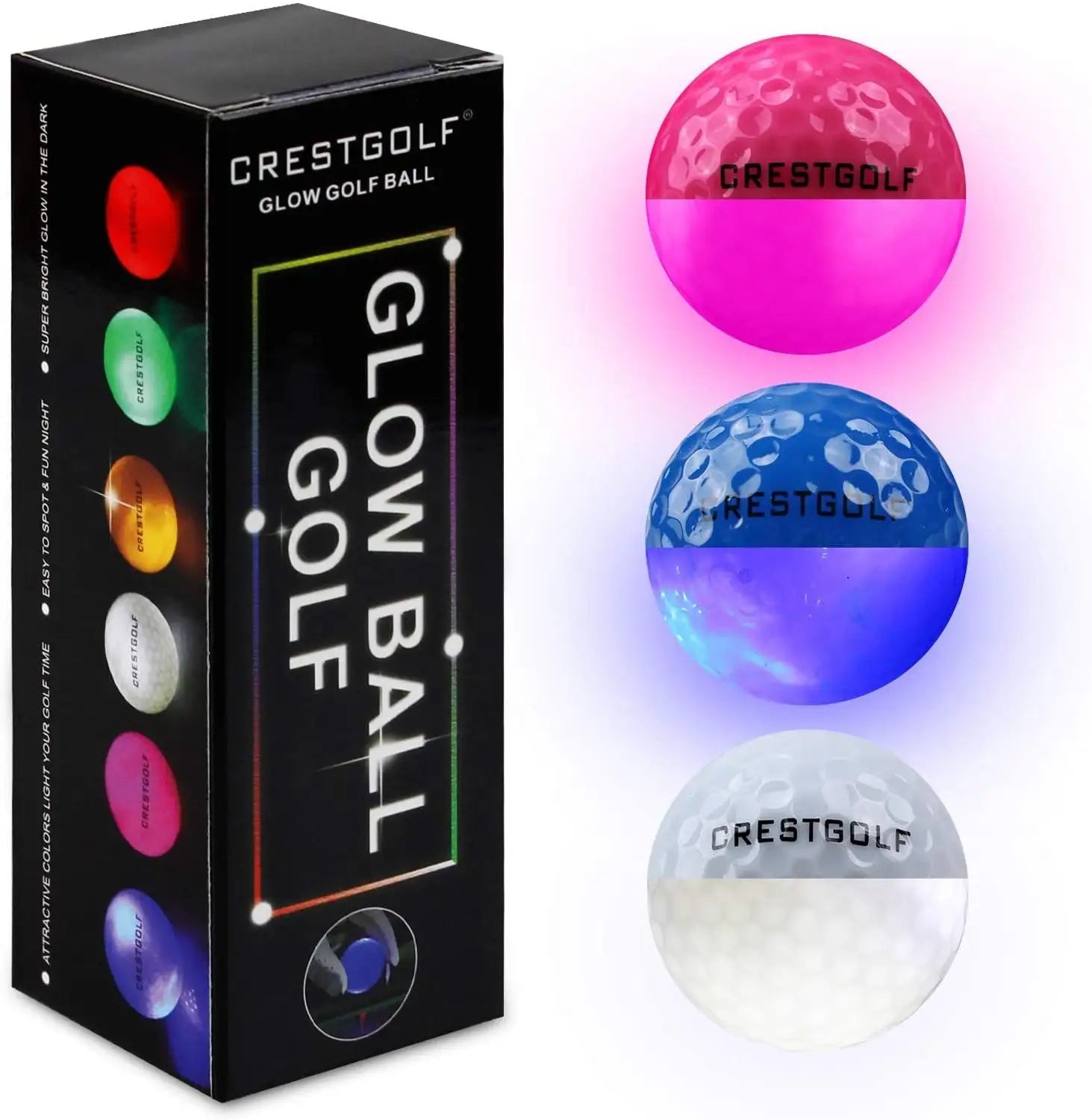 LED Glow in The Dark Golf Balls - Six Colors