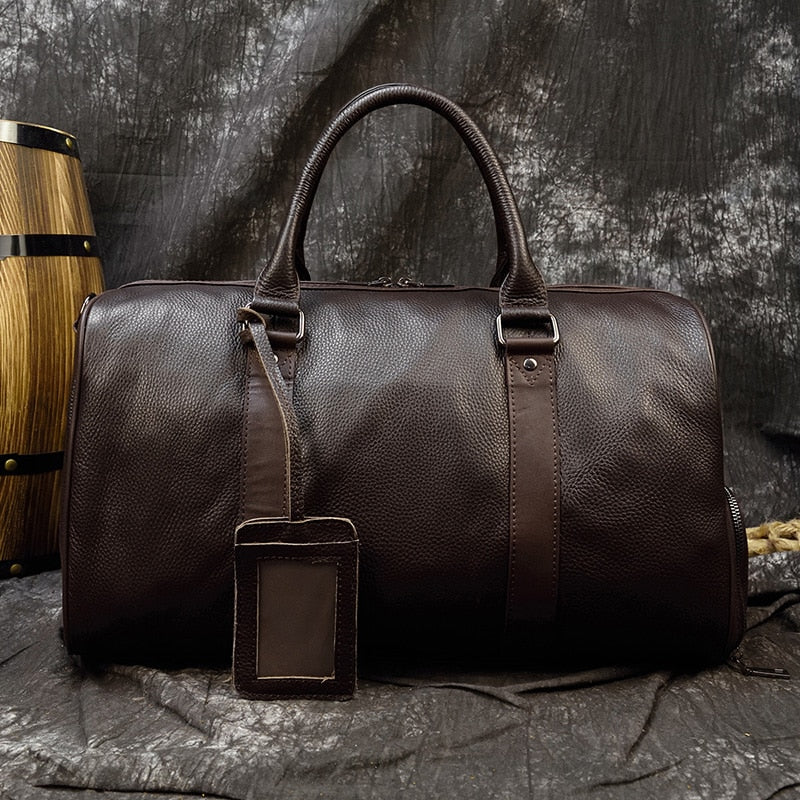 Luxury Genuine Leather Travel Bag for Men and Women