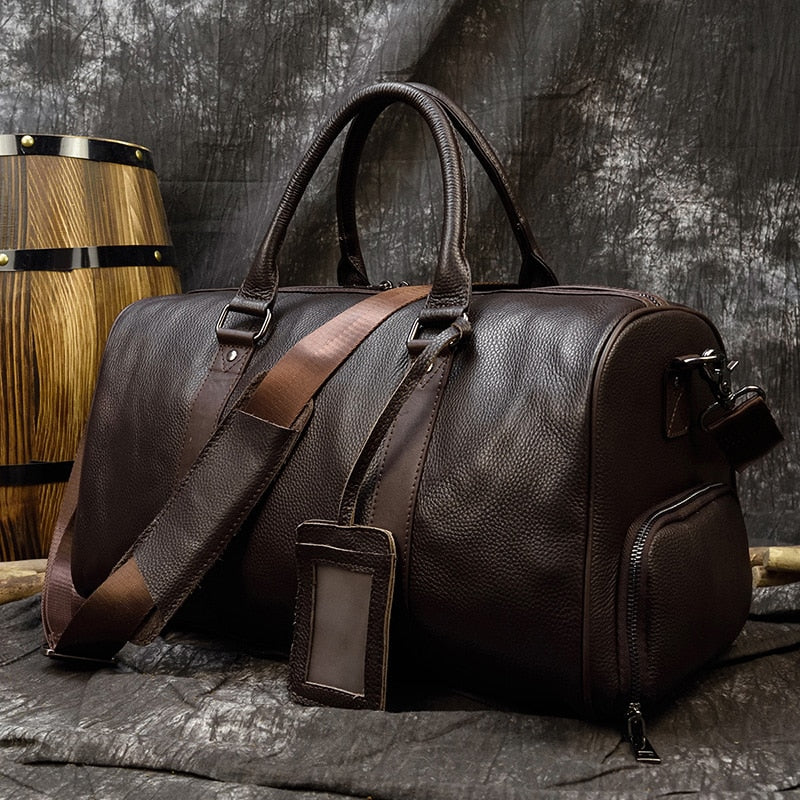 Luxury Genuine Leather Travel Bag for Men and Women