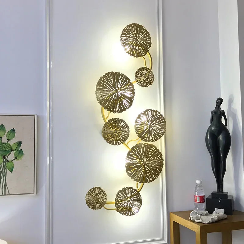 Lotus Leaf Elegance: Copper Lustre LED Wall Lamp