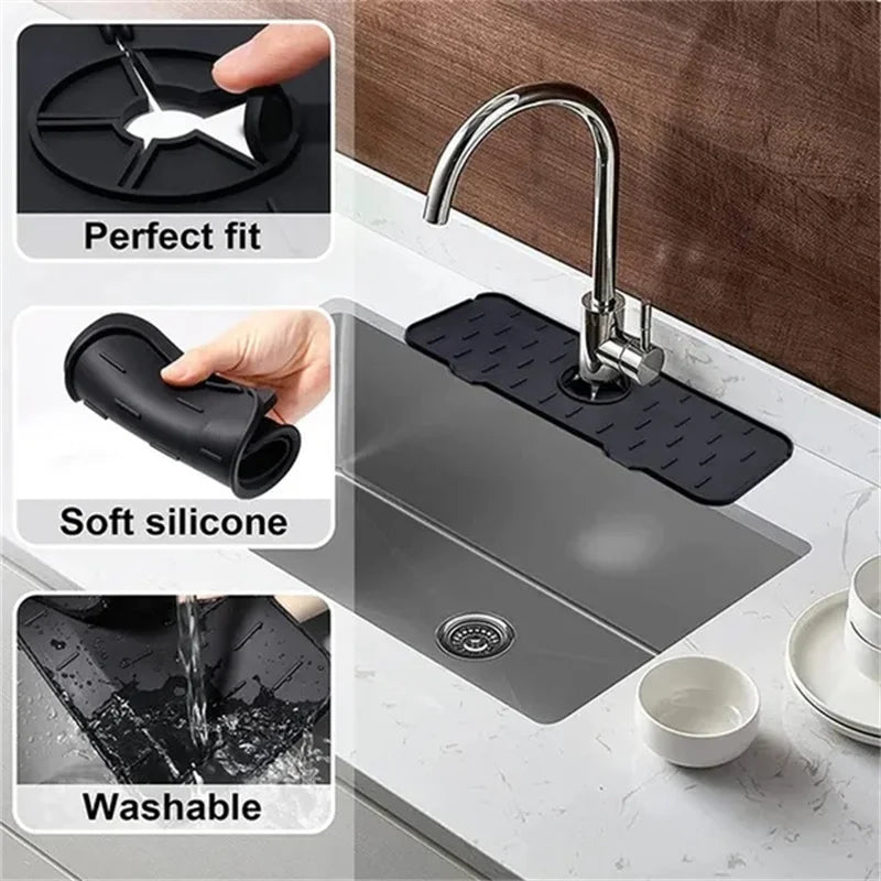 Splash-Free Sink Mate: Silicone Faucet Drip Catcher