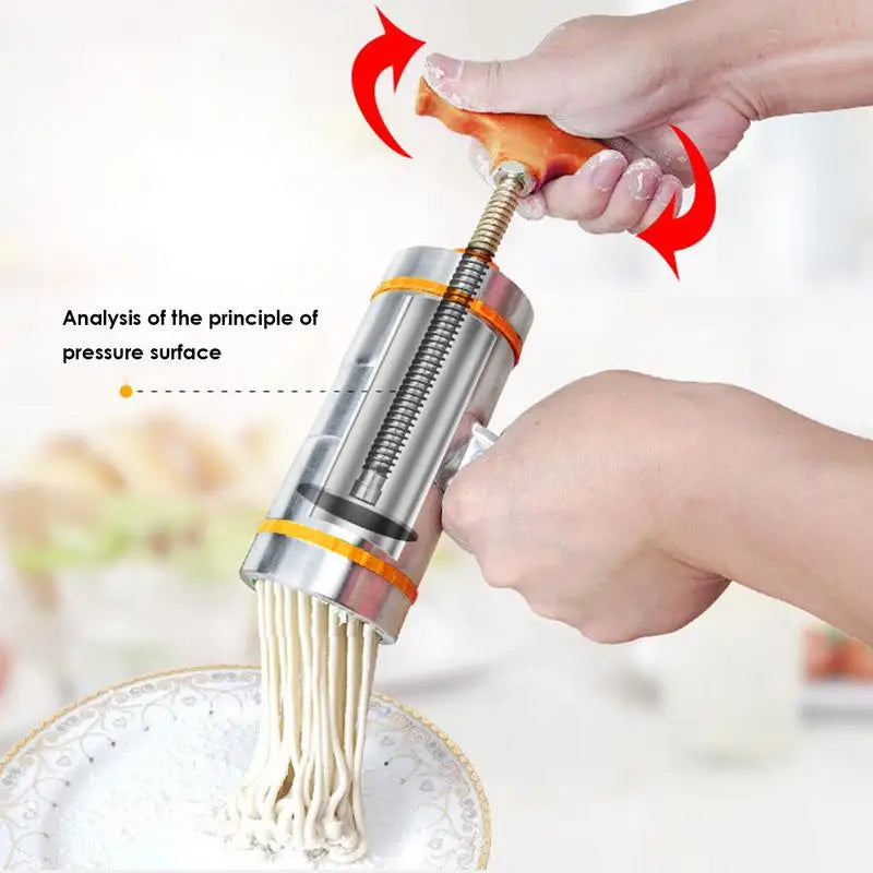 7 Noodle Mold Pasta Maker - Manual Hand Crank Kitchen Tool