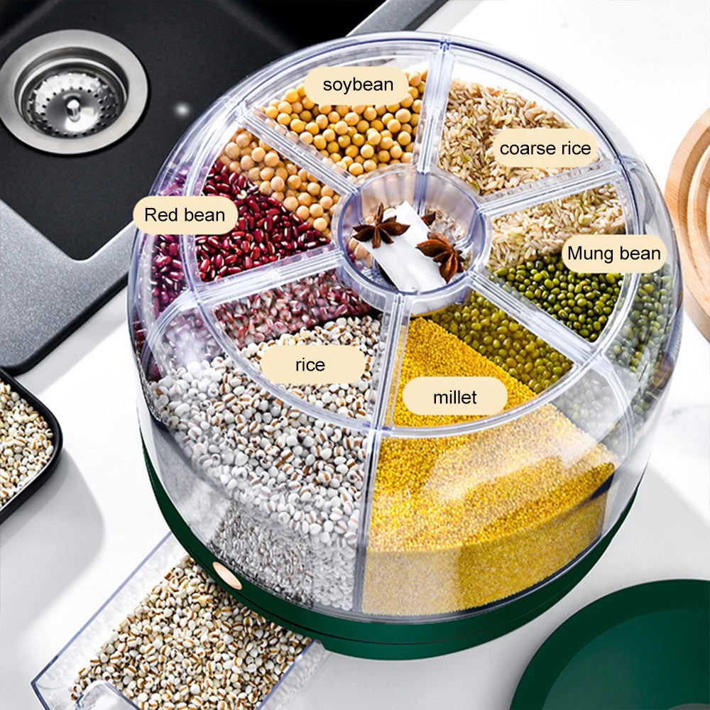 360° Rotating Rice & Cereal Dispenser - Sealed Kitchen Storage
