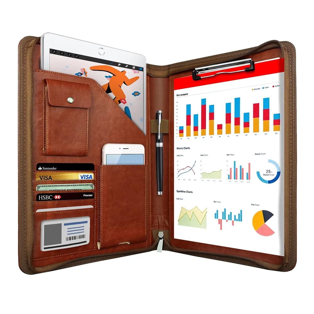 A4 Leather Conference Folder - Multifunctional Business Organizer